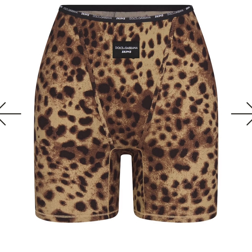 DOLCE&GABBANA X SKIMS COTTON RIB BOXER LEOPARD